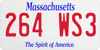 MA license plate 264WS3