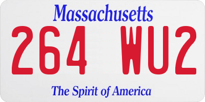 MA license plate 264WU2