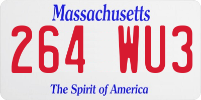 MA license plate 264WU3