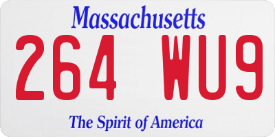 MA license plate 264WU9