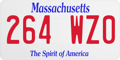 MA license plate 264WZ0