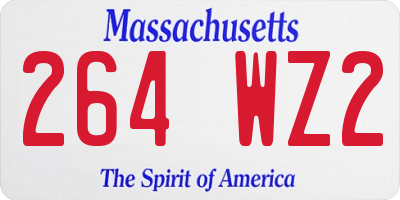 MA license plate 264WZ2