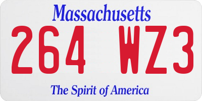 MA license plate 264WZ3