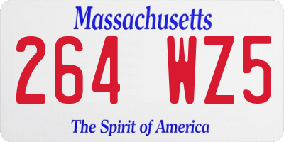 MA license plate 264WZ5