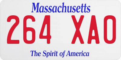 MA license plate 264XA0