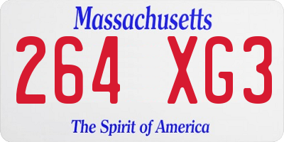MA license plate 264XG3