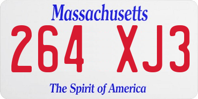 MA license plate 264XJ3