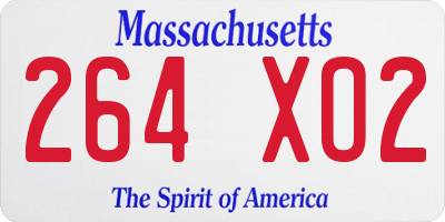 MA license plate 264XO2