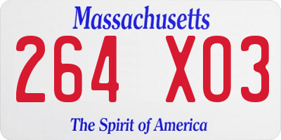 MA license plate 264XO3