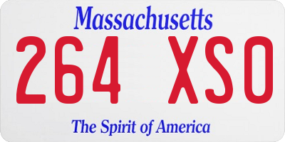 MA license plate 264XS0