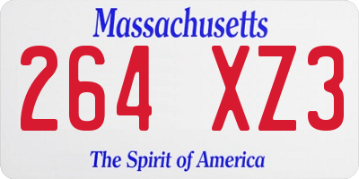 MA license plate 264XZ3