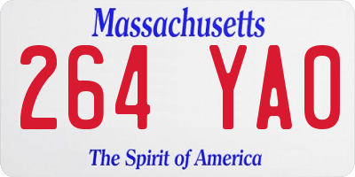 MA license plate 264YA0