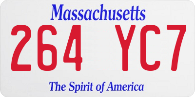 MA license plate 264YC7