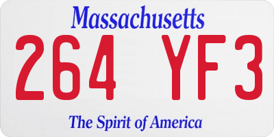 MA license plate 264YF3