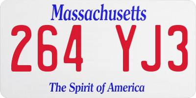 MA license plate 264YJ3
