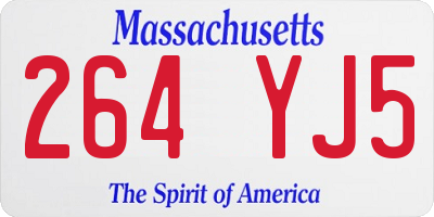 MA license plate 264YJ5