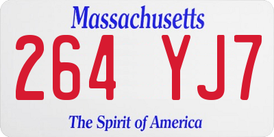 MA license plate 264YJ7