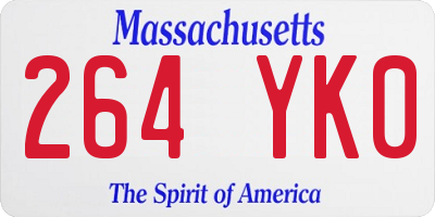 MA license plate 264YK0