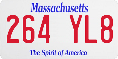MA license plate 264YL8