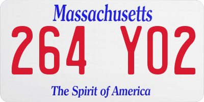 MA license plate 264YO2