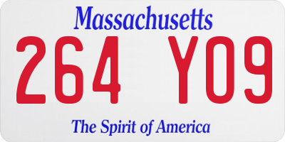 MA license plate 264YO9
