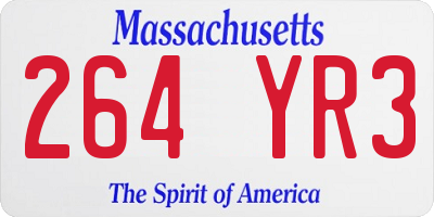 MA license plate 264YR3