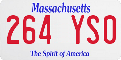 MA license plate 264YS0