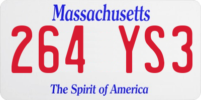 MA license plate 264YS3