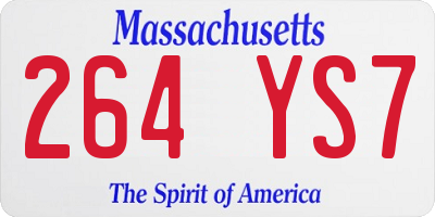 MA license plate 264YS7