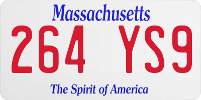 MA license plate 264YS9