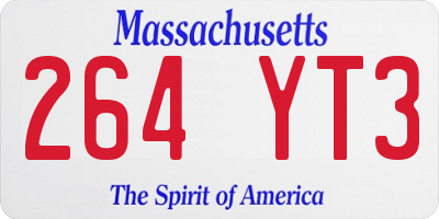 MA license plate 264YT3
