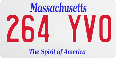 MA license plate 264YV0