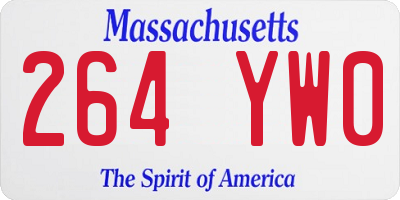 MA license plate 264YW0