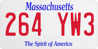 MA license plate 264YW3