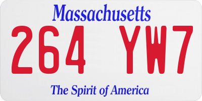 MA license plate 264YW7