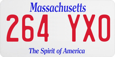 MA license plate 264YX0