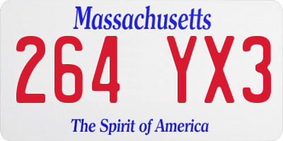 MA license plate 264YX3