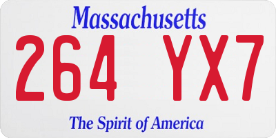 MA license plate 264YX7