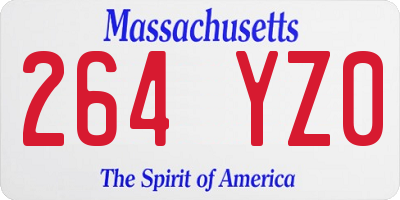 MA license plate 264YZ0