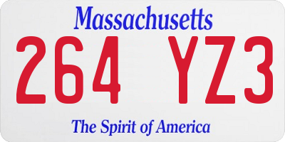MA license plate 264YZ3