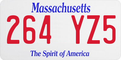 MA license plate 264YZ5