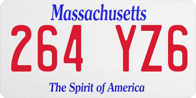 MA license plate 264YZ6