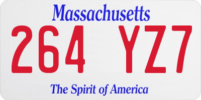 MA license plate 264YZ7