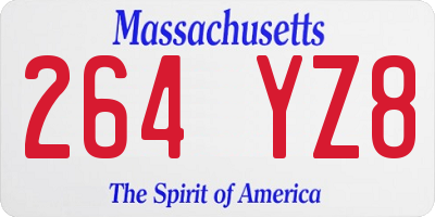 MA license plate 264YZ8