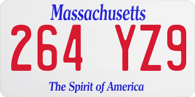 MA license plate 264YZ9