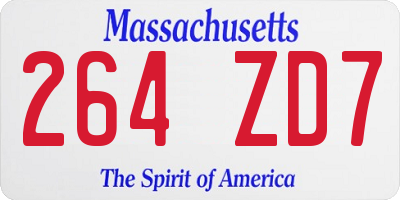 MA license plate 264ZD7