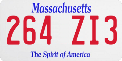MA license plate 264ZI3