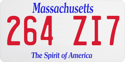 MA license plate 264ZI7