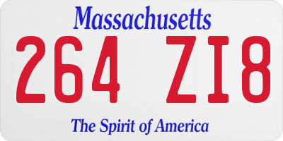 MA license plate 264ZI8