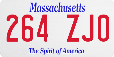 MA license plate 264ZJ0